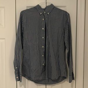 J Press men’s button down, medium, blue tattersall plaid